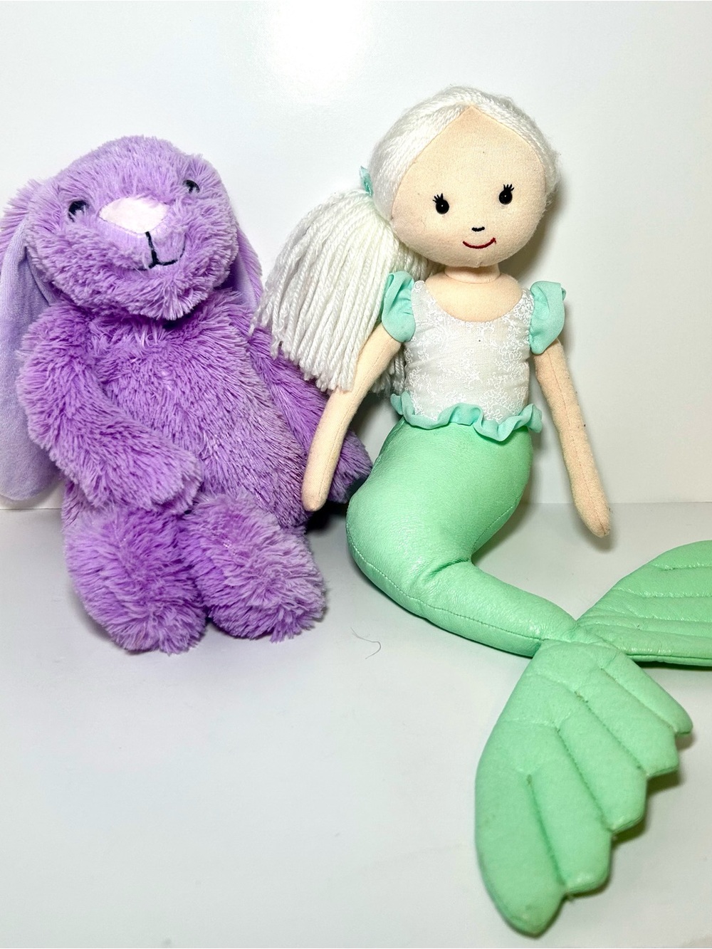 Jelly Cat London Green Shellebelle Maddie Mermaid + Purple Bunny Plush